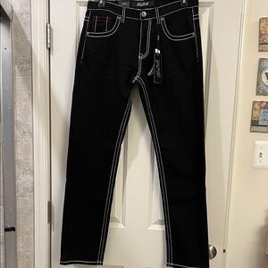 True Luck Stylish Black Jeans with Contrast Stitching